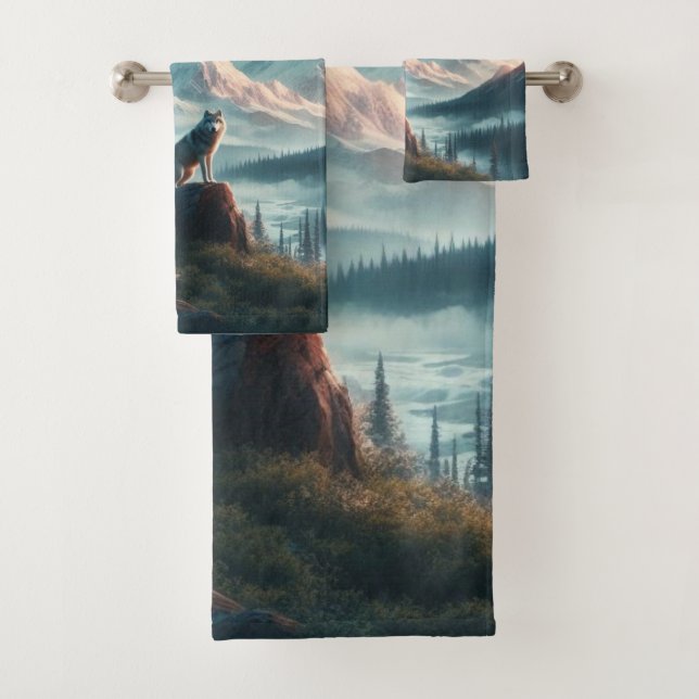 Conjunto De Toalhas Lobos ao Amanhecer Vida Selvagem  (Insitu)