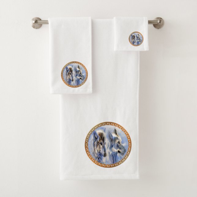 Conjunto De Toalhas Lobos-do-gelo azul e branco à procura de janto (Insitu)