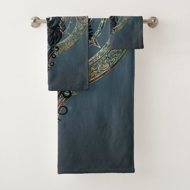 Conjunto De Toalhas Lobos negros com olhos azuis perfurantes (Insitu)