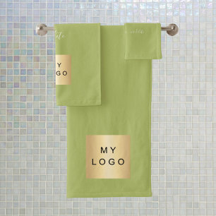 Conjunto De Toalhas Logotipo comercial da empresa de texto verde amare