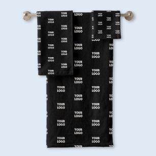 Conjunto De Toalhas Logotipo simples de repetição Preto