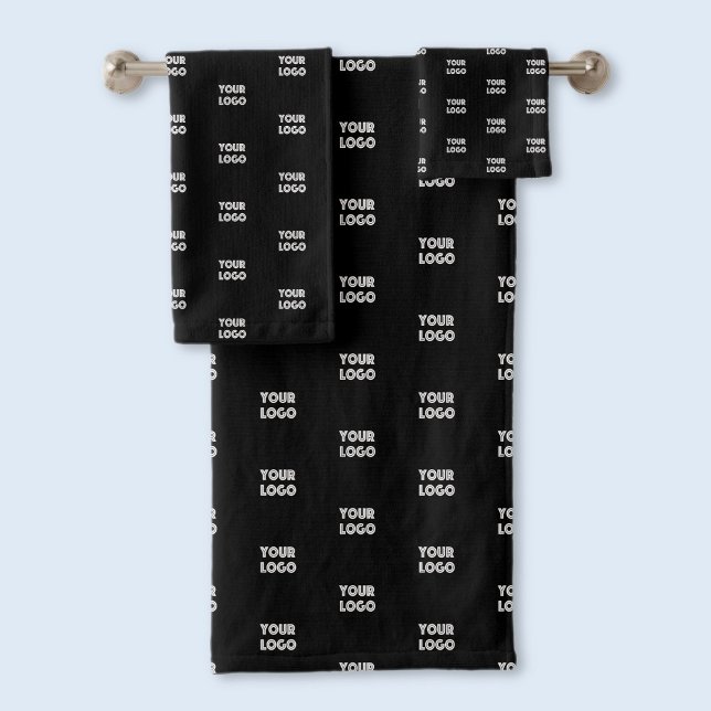Conjunto De Toalhas Logotipo simples de repetição | Preto (Criador carregado)