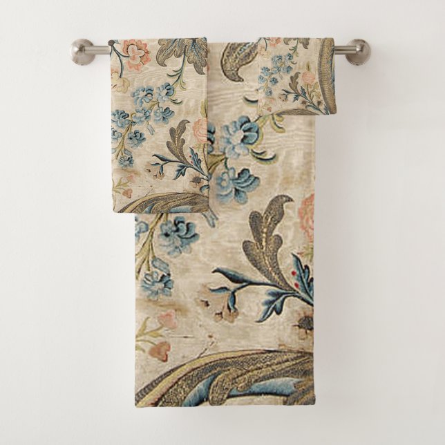 Conjunto De Toalhas Louis XV Floral Impressão Elegant Bath Towels (Insitu)