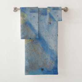 Conjunto De Toalhas Love Blue Angel 