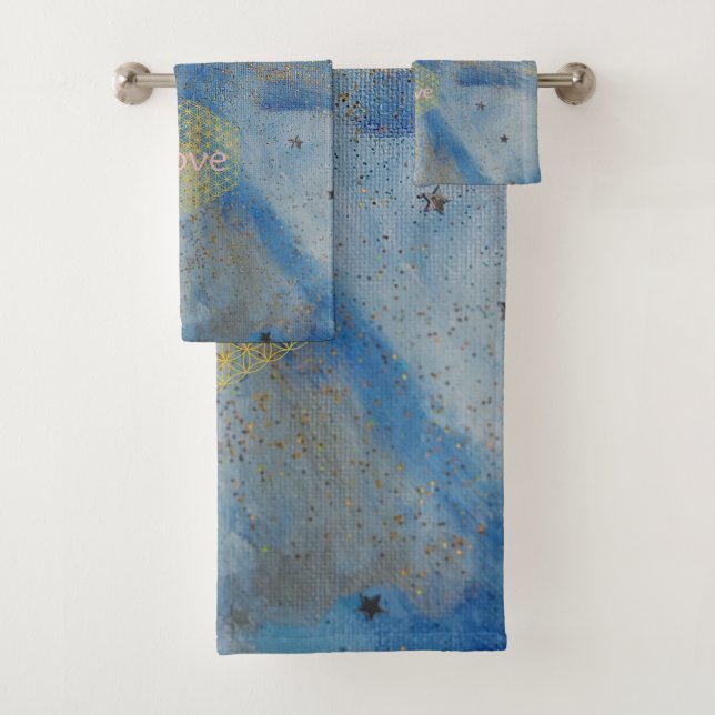 Conjunto De Toalhas Love Blue Angel  (Insitu)