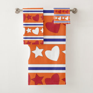 Conjunto De Toalhas Love Hearts Star Stripes