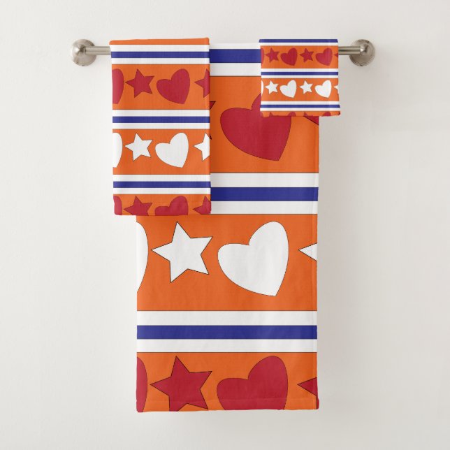 Conjunto De Toalhas Love Hearts Star Stripes (Insitu)
