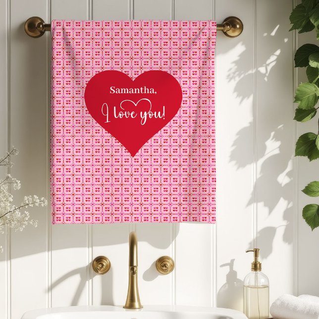 Conjunto De Toalhas Love Hearts Valentine Bath Towel Gift for Husband (Love Hearts Valentine Bath Towel Gift for Husband)