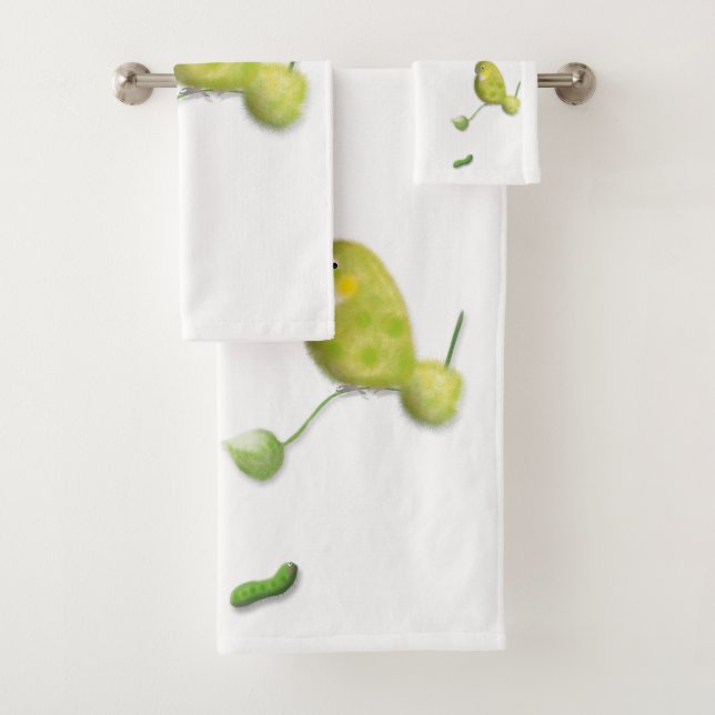 Conjunto de toalhas Lovebird verdes lindas (Insitu)