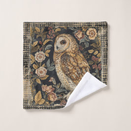 Conjunto De Toalhas Lovely Owl in the Flowers Garden ,Gold Checkered ,