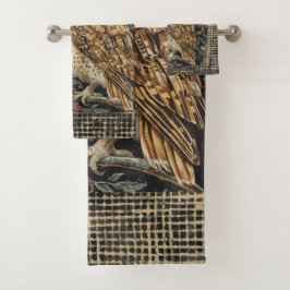 Conjunto De Toalhas Lovely Owl in the Flowers Garden ,Gold Checkered ,