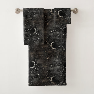 Conjunto De Toalhas Lua Stars Celestial Black