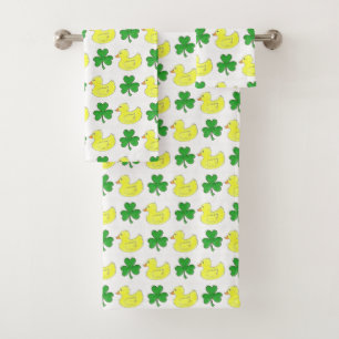 Conjunto De Toalhas Lucky Duck Irish Shamrock Clover Rubber Ducky