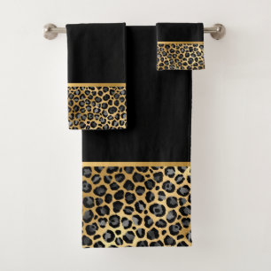 CONJUNTO DE TOALHAS LUXE ANIMAL IMPRESSÃO DOURADA BANHEIRA DEFINIDA