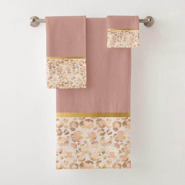 CONJUNTO DE TOALHAS LUXE ANIMAL PRINT PINK BATHROOM TOWEL SET (Insitu)