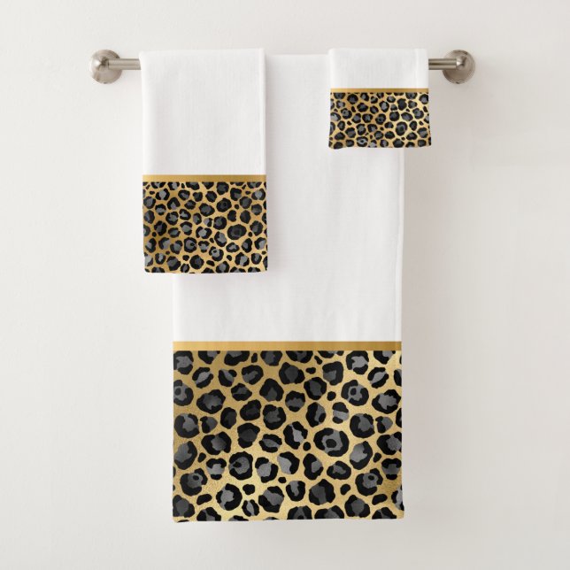 CONJUNTO DE TOALHAS LUXE ANIMAL PRINT WHITE BATHROOM TOWEL SET (Insitu)