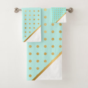 CONJUNTO DE TOALHAS LUXE AQUA GREEN SPOT TOWET SET