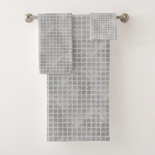 CONJUNTO DE TOALHAS LUXE CINZA GRID PATTERE HAMPTON TOWEL SET
