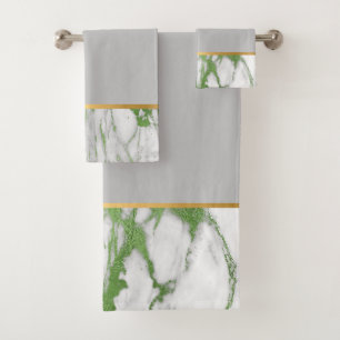 CONJUNTO DE TOALHAS LUXE GREEN CINZA MARBLE BATHROOM TOWET SET