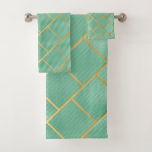 CONJUNTO DE TOALHAS LUXE GREEN STRIPE ABSTRATO BANTHROOM TOWET SET