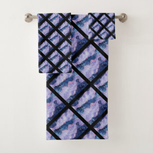 CONJUNTO DE TOALHAS LUXE HAMPTON NEGRO PURPLE MARBLE GRID