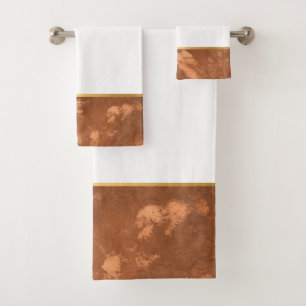 CONJUNTO DE TOALHAS LUXE MARBLE BRONZED DOURADO BANTHROOM TOWEL SET