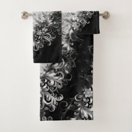 Conjunto De Toalhas Luxe Monochrome Grey and Black with Silver