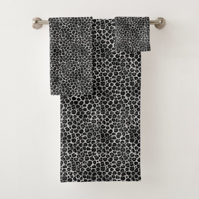 CONJUNTO DE TOALHAS LUXE MONOCHROME LEOPARD PERSONALIZADO TOWEL SET (Insitu)