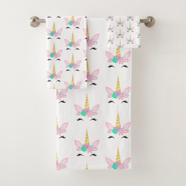 CONJUNTO DE TOALHAS LUXE PASTEL UNICORN WHITE TOWEL SET (Insitu)