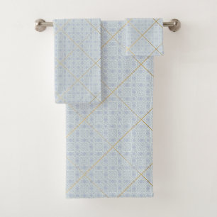 CONJUNTO DE TOALHAS LUXE PERSONALIZADO PASTEL AZUL HAMPTON BATHROOM SE