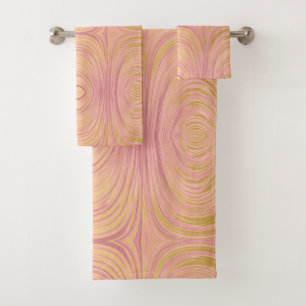 CONJUNTO DE TOALHAS LUXE PINK DOURADO ABSTRATO BATHROOM TOWET SET