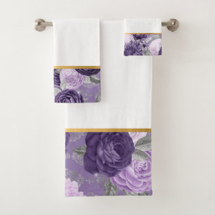 CONJUNTO DE TOALHAS LUXE PURPLE PRIMAVERA FLORAL BANHEIRO PARA TOWEL S