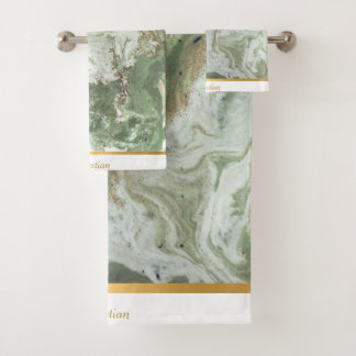 CONJUNTO DE TOALHAS LUXE SAGE GREEN MARBLE TOWET