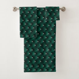 Conjunto De Toalhas Luxo Glam Verde Veludo Sintético 
