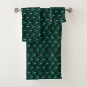 Conjunto De Toalhas Luxo Glam Verde Veludo Sintético