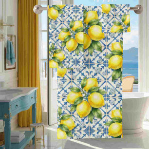 Conjunto De Toalhas Luxo Limões de Amalfi Diamantes Mediterrâneo
