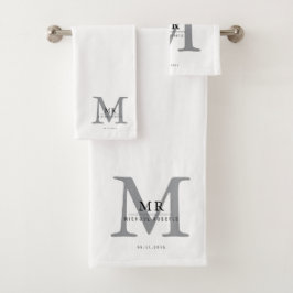 Conjunto De Toalhas Luxo Moderno Correspondência de Cor de Monograma 