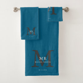 Conjunto De Toalhas Luxo Moderno Correspondência de Cor de Monograma 