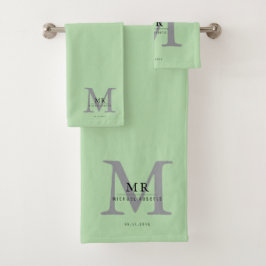 Conjunto De Toalhas Luxo Moderno Correspondência de Cor Monograma