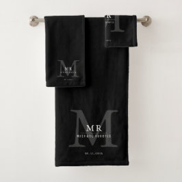 Conjunto De Toalhas Luxo Moderno Correspondência de Cor Monograma