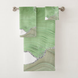 CONJUNTO DE TOALHAS LUXO VERDE BRANCO BRANCO BRANCO DE BANHEIRA BRANCA