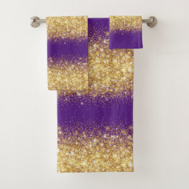 Conjunto De Toalhas Luxúria Dourada Roxa