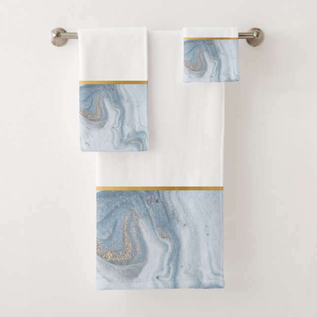 CONJUNTO DE TOALHAS LUXURIOSO PÉROLA AZUL DESIGN TOWEL SET (Insitu)