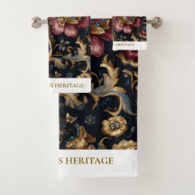 Luxury Indian Floral Bath Towel Set Vintage Royal