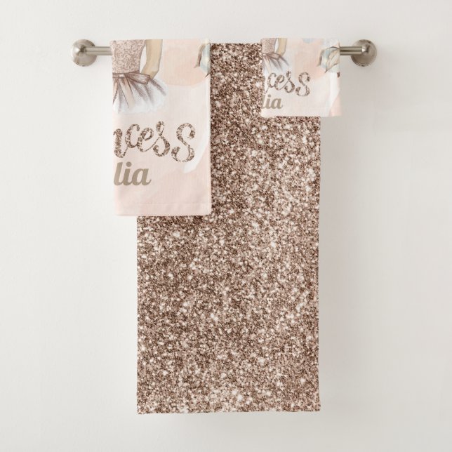 Conjunto De Toalhas Luxury Princesa Personalizada Glitter (Insitu)