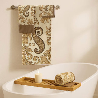 Conjunto De Toalhas Luxury Vintage Gold Ornate Paisley Persia Heritage