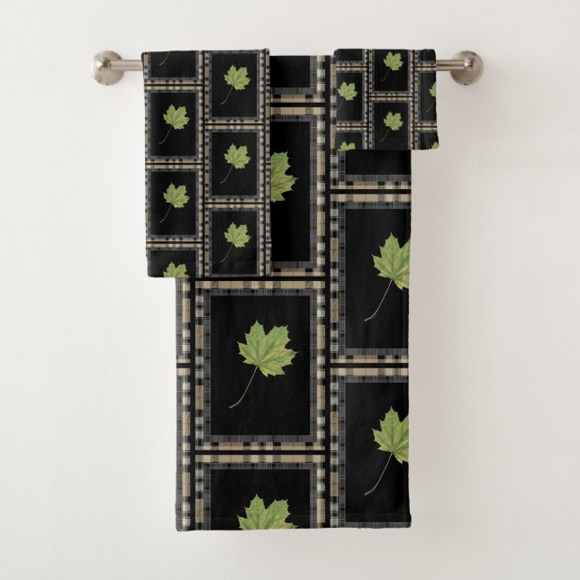 CONJUNTO DE TOALHAS LUZ VERDE MODERNA MODERNA CONTEMPORÁRIA A PRETO (Insitu)