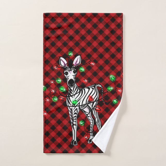 Conjunto De Toalhas Luzes brilhantes festivas do Natal Zebra brilhando (Toalha de mão)