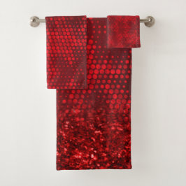 Conjunto De Toalhas Luzes brilhantes vermelhas profundas