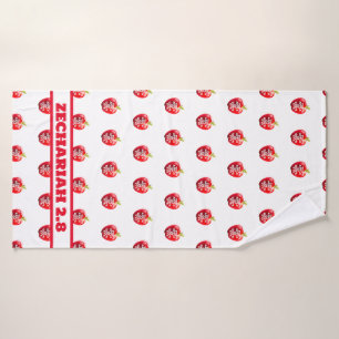 Conjunto De Toalhas Maçã de Deus Vermelho e Branco